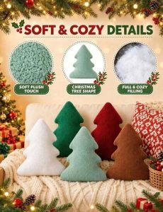 LEN Elegant Christmas Tree Velvet Cushion Covers - Festive Holiday Decorative Pillows for Home & Car