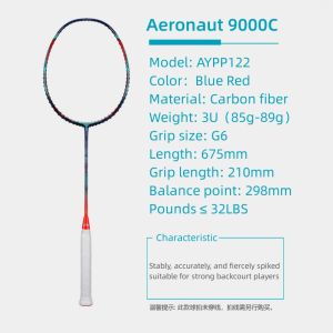 Li Ning Aeronaut 9000C (3U) Blue Red All Carbon Fiber Badminton Racket Suitable for Offensive Backcourt Players（100% Original）AYPP122