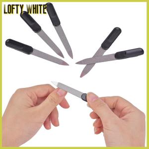 Lofty White 5pcs Plastic Handle Metal Double Sided Nail Files DIY Manicure Pedicure Tool