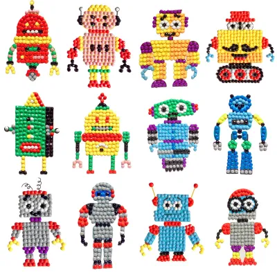 DIY Kids Diamond Painting stickers Kit - 5D Art and Craft / Improves focus and creativity /Dinosaurs / Robots / Animals