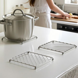 Square Metal Pot Mat Coasters Heat Insulation Pad for Bowl Dish Casserole Hot Pot Table Cookware Holder Placemat Kitchen Tools