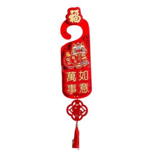UMBRAULI Hanging New Year Doorknob Decoration Flocking Chinese Style Door Handle Pendant Lucky Charms Multi Purpose Fu Character Pendant Spring Festival