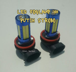 Bisa COD - Lampu Foglamp LED H11 106 Mata 12 Volt Putih Strobo