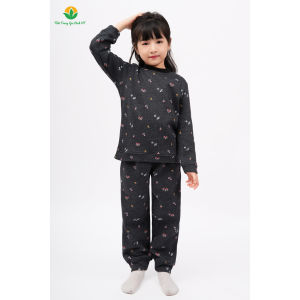 Bộ mặc nhà bé gái chất Nỉ bông ấm áp quần dài áo dài tay họa tiết dễ thương - B70.2420