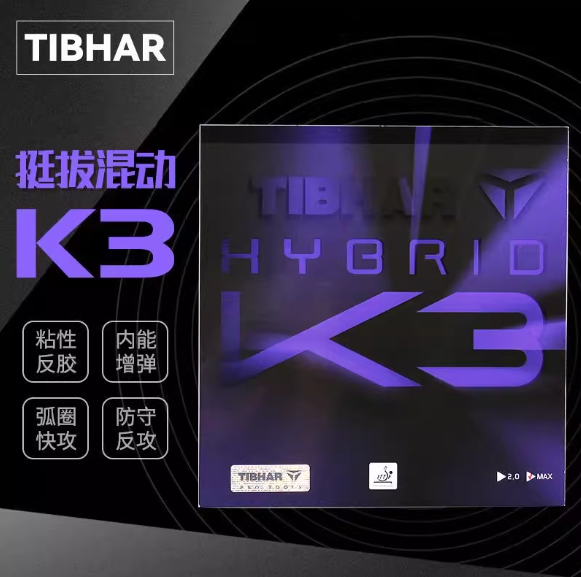 Revêtement Tibhar Hybrid K3 FX – 2.3mm, Noir, Souple, Pour Jeu D’attaque, Contrôle Et Effets