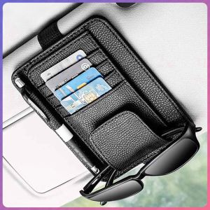 1 Pcs Car Sun Visor Multifunction PU Card Package Holder Glasses Storage Pen Car Organizer Hanging Bag Auto Accessories