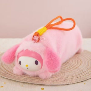 Kawaii Cartoon Plush Pencil Pouch Large Capacity Lanyard Design Cute Doll Stationery Bag for Girls
