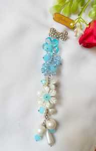 Hijabnur1 - Bros Juntai Panjang - Peniti HIjab - Pin Bunga Dengan Kristal 02H Handmade