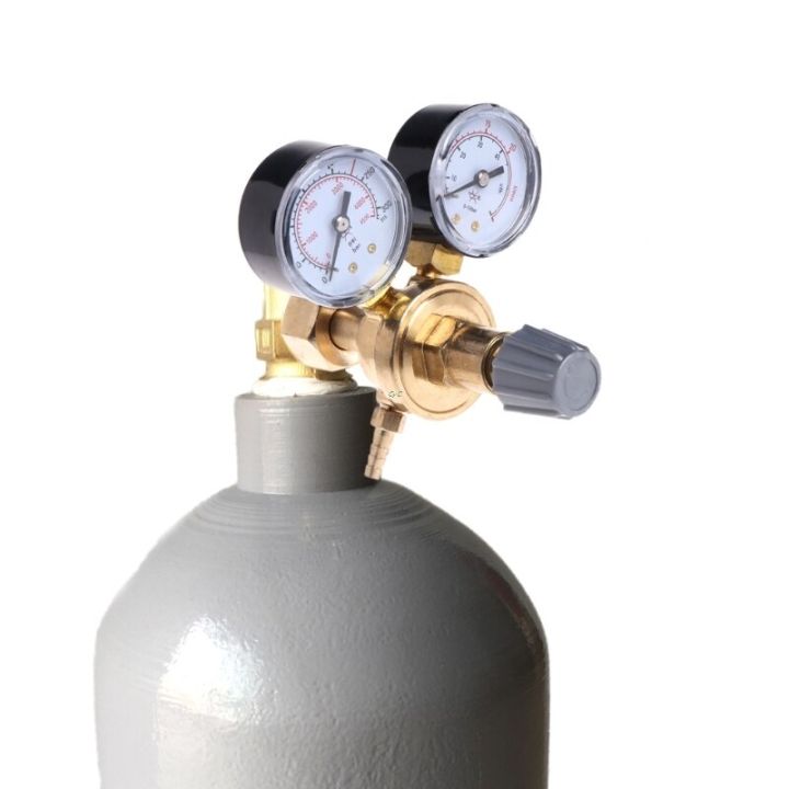 2-Gauge Argon CO2 MIG TIG Welding Regulator Pressure Reducer - Fits Pub Gas Bottle - 5cm Dials