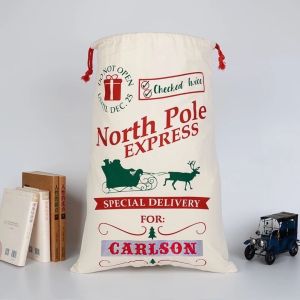 GLITTER NAMES Personalized Christmas Sack Canvas Bags Wrappers Gift Bag Wrapper Loot bags Toys Kids