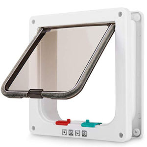 NALANILI Home ABS Adjustable Dog Cat Kitten Puppy Flap Door 4 Way Security Lock