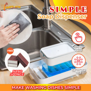 𝗦𝗜𝗠𝗣𝗟𝗘 Dishwash Dispenser/Kitchen Soap Dispenser/SpongeBox/Soap Pump Liquid/Sponge Holder/Soap Caddy/Bekas Sabun