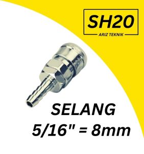 Sambungan Selang Steam Sambungan Selang Angin Kompresor 5/16in atau 8mm Type Coupler SH20 Adapter Quick Coupler