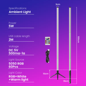 <LazMall> RONG RIVER DC5V 5W RGB Floor Lamp Smart Stand Lamp RC&APP Control Voice Intelligent Control