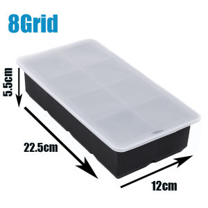 4/6/8 Grid Silicone Square Ice Grid Ice Cube Tray with Cover Large Ice Maker Food Grade Ice Mold Bar Kitchen Ice Maker