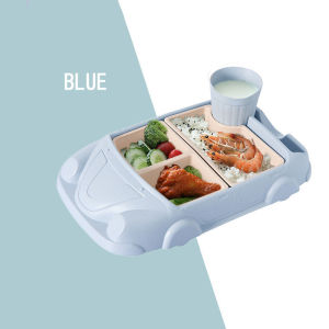 3 in 1 Baby Plate Set Baby Feeding Plate Set Tablewares Kids Cartoon Plane Car Separated Container