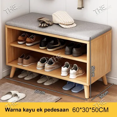Rak Sepatu Duduk Sofa Kayu / Lemari Sepatu Kayu Minimalis/Tempat Pakai Sandal Ruang Tamu / Lemari Sepatu 2 Susun / Rak Sepatu/Rak Sepatu Murah/Kompartemen Lemari Sepatu Dengan Dudukan Sofa