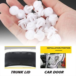 DINAH 50ชิ้น/ถุง สีขาวขาว หมุดยึดรถ ตัวยึดแผง ภายในรถภายใน อุปกรณ์ตกแต่งประตู หมุดย้ำแบบกด คลิปแผงประตู คลิปยึดรีเทนเนอร์ ตัวยึดอัตโนมัติ