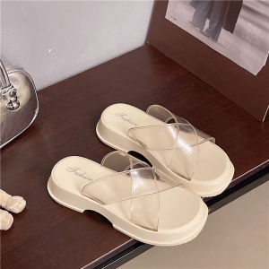 [Free Shipping] Transparent High-Heeled Shoes For Women 2026 Summer New Model Crystal Chunky Heel Waterproof Platform Sandals Soft For Outdoor Wear