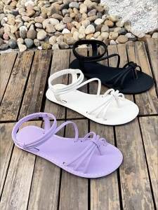 [Free Shipping] Plus-Size WomenS Slippers 2026 Summer New Style Rhinestone Flat Square-Toed Beach Sandals
