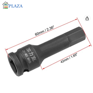 SOCKET DRIVER IMPACT HEX BIT 1/2 INCH ADAPTER HEXAGONAL CR-MO H10