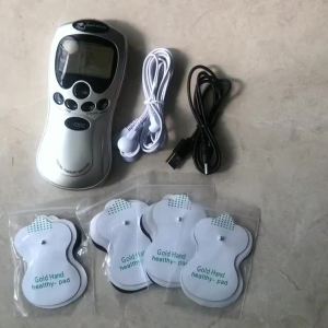 8 Modes Digital Electric Pulse Therapy Body Massage Machine Relax Stiff Muscle Pain Relief Stimulator Massager with 8Pcs Gel Skin Adhesive Snap Electrode Pads