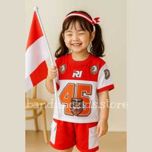 Setelan Baju Merah Putih Anak Kemerdekaan Untuk Anak Usia 1-8 Tahun