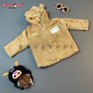 Jaket Bayi Anak Sherpa Bulu HONEYCOMB Topi Resleting 1-2 Tahun