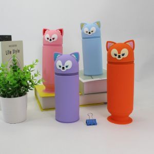 CUNXIN Waterproof Cartoon Pencil Holder Case Large Capacity Cute Pen Storage Box Portable Stationery Organizers Silicone Pencil Pouch Student