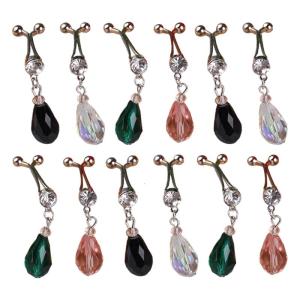 12Pcs Muslim Hijab Scarf Metal U Clips Water Drop Pendant Islamic Headscarf Shawl Ethnic Abaya Safey Brooch Pins