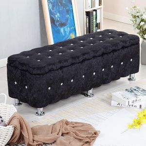 Sofa Storage Ottoman Bench for Living Room Tufted Square Coffee Table Footstool Footrest with Metal Legs
