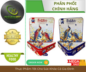 ARCOR - Bánh Tortitas Hộp Thiếc Vuông Con Công 415gr ( Màu Ngẫu Nhiên)