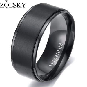 ZOESKY Men Black Titanium Ring 10MM Wedding Band Fashion Jewelry Size 7-15