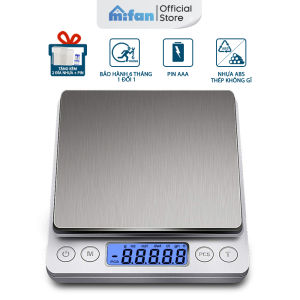 Cân Điện Tử Mini Cân Tiểu Ly Cao Cấp 2021 MIFAN 0.01g - 10kg - Nhỏ Gọn Siêu Chính Xác Thép Không Gỉ Màn LCD - Tặng Kèm 2 Đĩa Cân và Pin