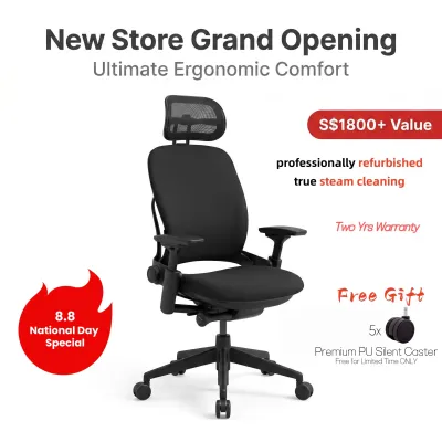 [Ready Stock] Refurnished Steelcase Leap V2 with Headrest Solution Ergonomic Chair from USA