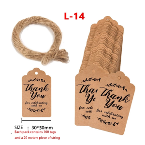 100pc tag 20 meter rope handmade self hanging tag.Thank you for celebrating with us Tags Gift Baking