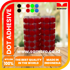 Dot lakban sticker perekat hook and loop/ Sticker bulat perekat / tape lakban magic sticker warna merah