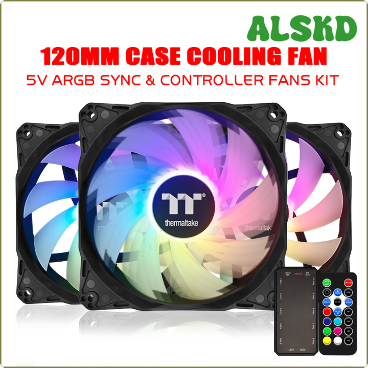 ALSKD Thermaltake TT 120mm Fan 5V ARGB Sync Remote Control Adjust ...