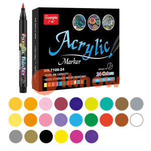 GN 12/24/36 Màu Bút Cọ Sơn Acrylic Bộ Bút Đánh Dấu Nghệ Thuật Bút Đầu Mềm Cho Gốm Đá ThủY Tinh Cốc Sứ Vải Gỗ Tranh Vải