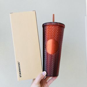 Starbuck Official Store Starbuck 20.22 Million Holiday Cup 710ml Pumpkin Color Plastic Straw Water Cup Large Capacity Car Durian Starbuck Tumbler Starbuck Mug