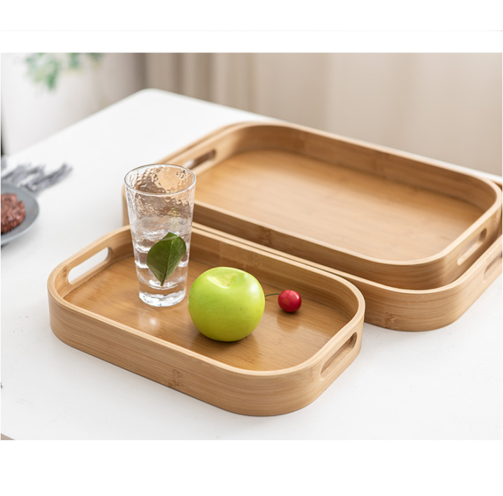 Singapore Economy Bend Round Corner Rectangle Bamboo Wooden Serving