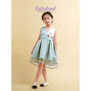 Cutieland - Đầm tiệc sự kiện bé gái phi xanh tùng ren