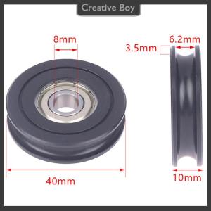 [Creative] Delrin POM 8x40x10mm U loại rãnh bóng mang bánh xe ròng rọc Con lăn 608ZZ Delrin bánh xe