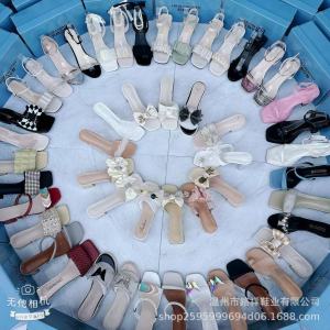 [Free Shipping] New Domestic WomenS Outdoor Wear Chunky Heel Stiletto Sandals Slippers Bowknot Sandals Sizes 34/43