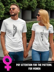 Couples Men or Women Love Letter LION AND TIGER FACE Print Short Sleeve Kain Sejuk Cotton T-Shirt
