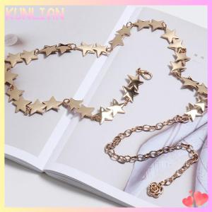 [KUNLIAN] Vintage Women Waist Belt Female Metal Star Pentagram Chain Belt Tassel Waist Chain Belt Women Decorative Body Jewelry