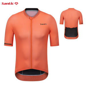 Santic Men Cycling Jersey UV Protection UPF50+ Breathable Reflective Short Sleeve Bicycle Bike Tops