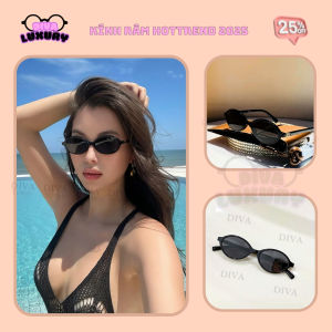 Kính Râm Nữ Oval Đen Chống Tia UV Diva Luxury Mắt Kính Thời Trang Y2K Vintage 2025