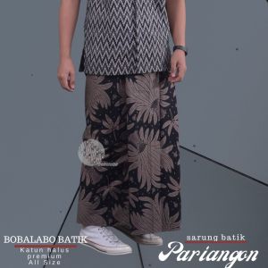 Sarung Batik Pria Dewasa ALL SIZE Bahan Katun Halus Premium | Bawahan Sarung Laki-Laki Hitam