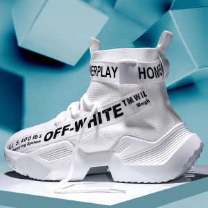 Prikol Modern Gaya Sports Import Sepatu Pria Running Sneaker Tinggi Kets Off White Ringan Boots Olahraga 116